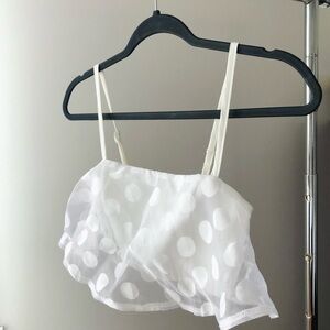⚪️Tiger Mist⚪️ White Sheer Frill Polka Dot Bandeau Bralette